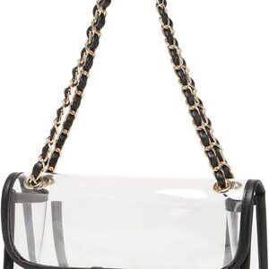 Women's PVC Clear Purse Handbag Large Size Chain See-Through For Stadiums